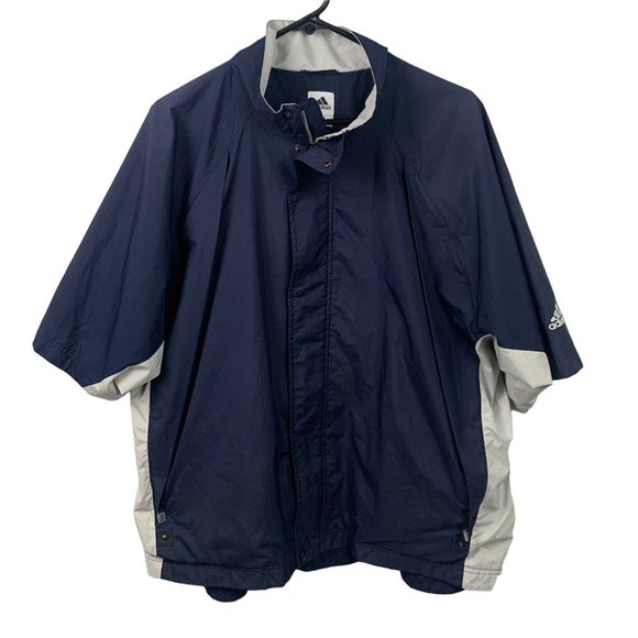 adidas Other - Adidas Windbreaker Jacket Men Medium M Golf Short Sleeve Blue Vintage Zip Button